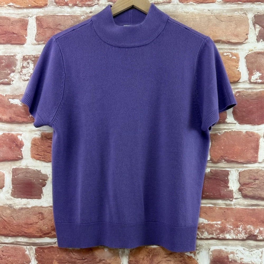 Vintage BFA Classics Sweater Womens Large Petite Purple Knit Mock Neck